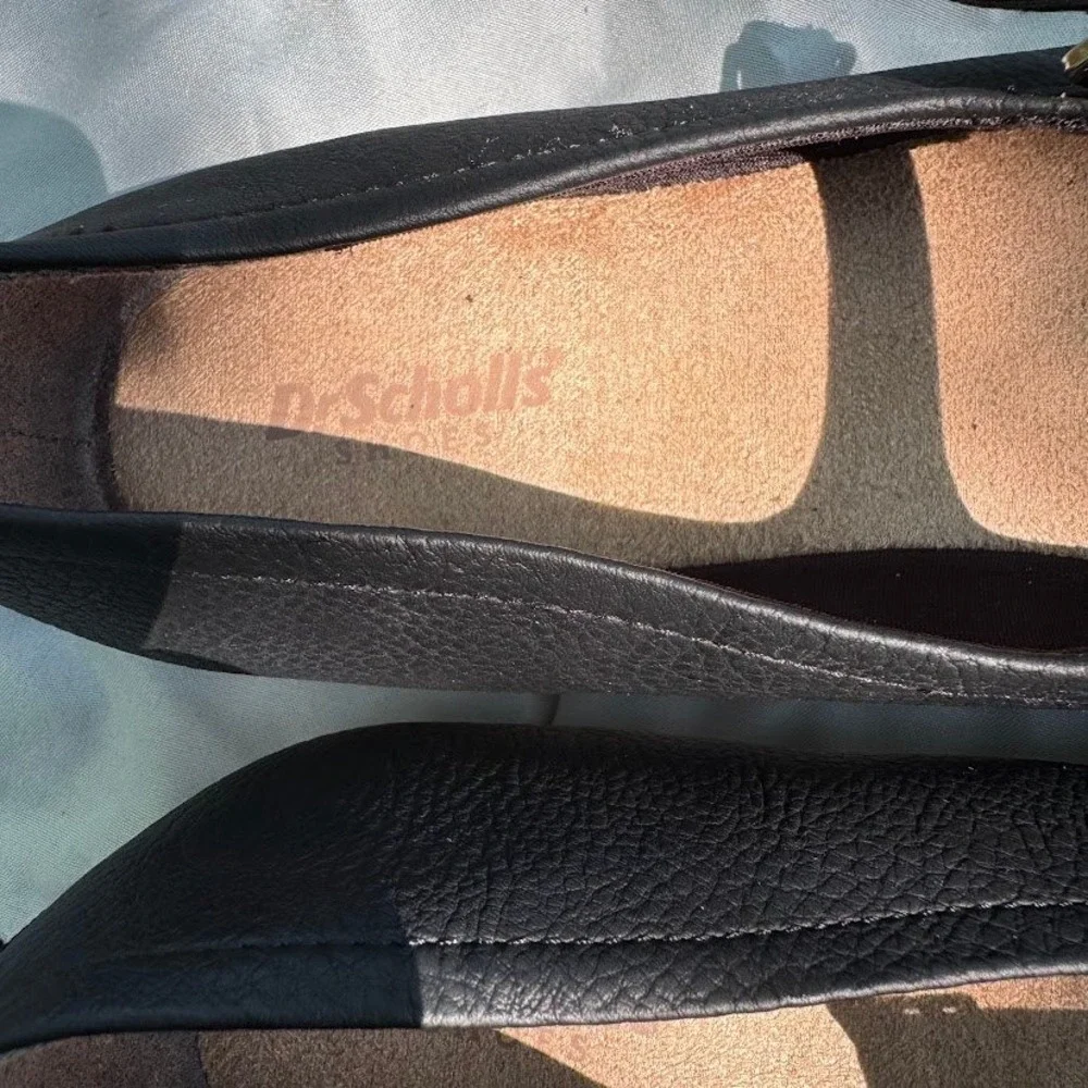 Dr Scholls Feel Good Flex Mary Jane Flats Black Buckle Shoes Size 9.5M